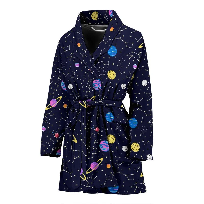 Constellation Planet Print Pattern Women Long Robe