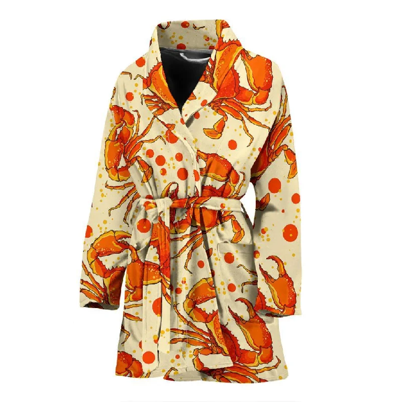 Crab Print Pattern Women Long Robe