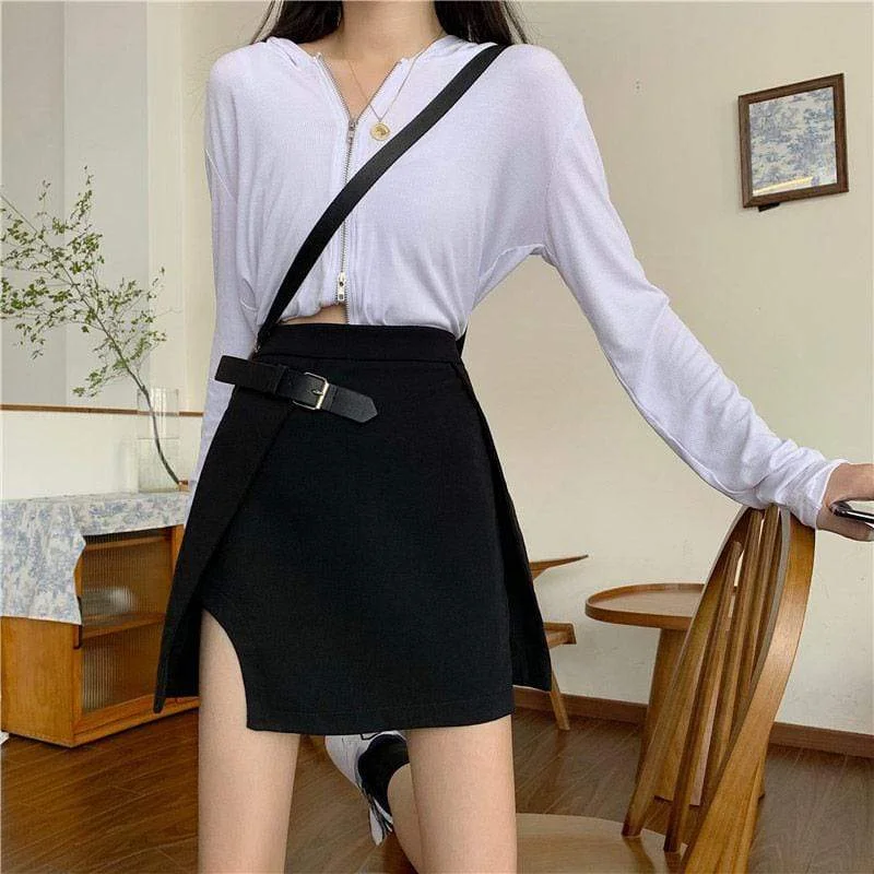 Women's Korean Fashion Pure Color Ripped A-line Skirts