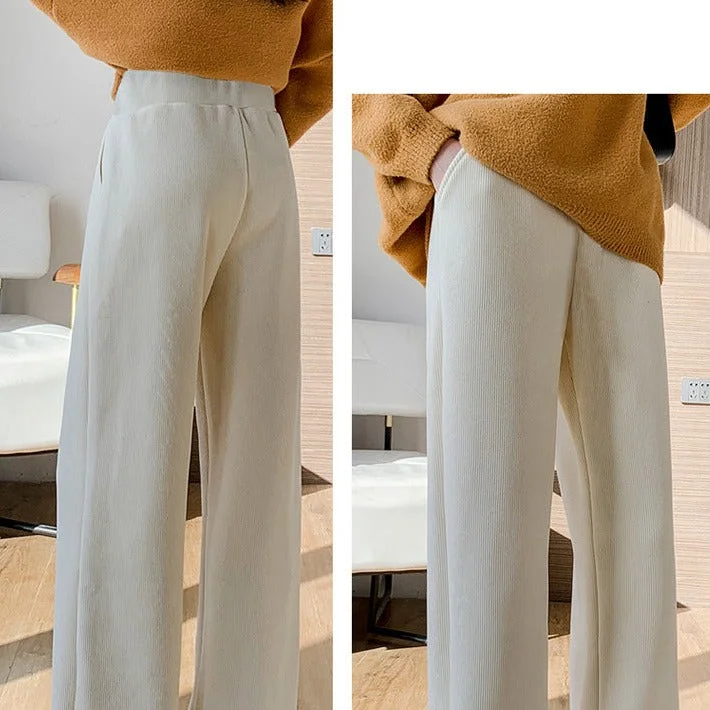 NiDELL Maternity Pants Chenille Wide-Leg Pants . Fall Outfit Straight Casual Pants Adjustable Maternity Pants plus Velvet Autumn and Winter Clothing