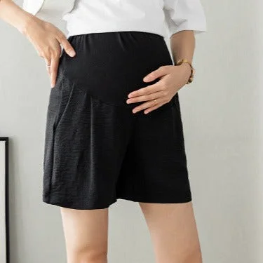 NiDELL Shorts for Pregnant Women . Summer Stretch Linen Maternity Pants Casual Outdoor Pants Fashionable Mom Five-Point Maternity Pants