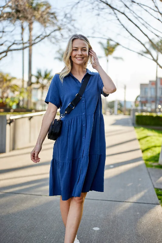 Shine On Essentials Shirt Dress Navy